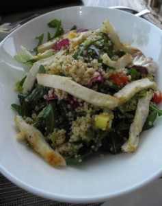 Couscous and grilled halloumi salad