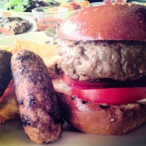 Canadian Black Angus burger and sausages