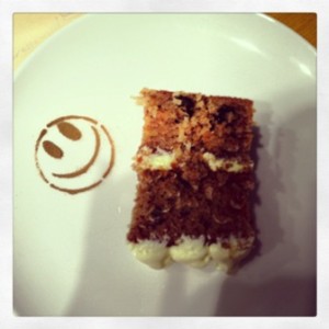 Carrot, courgette and walnut cake with lemon cream cheese frosting