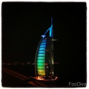 Burj Al Arab view from Uptown bar at Jumeirah Beach Hotel