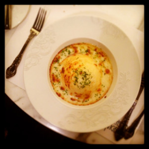 Ossau-Iraty cheese souffle at Brasserie Angelique, Jumeirah Etihad Towers