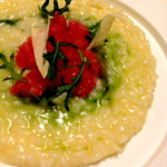 Risotto topped with tuna tartare