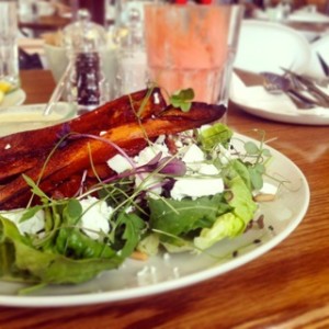 Roasted butternut and goats cheese salad