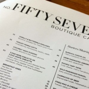 No.57 Cafe Menu