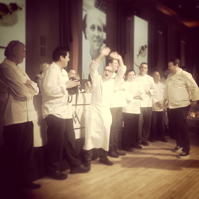 Chef Heinz Beck cheering