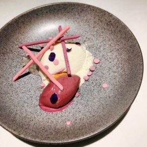 Crab Market Dubai - sheeps milk mousse with blueberry ice cream - Dubai restaurants - FooDiva